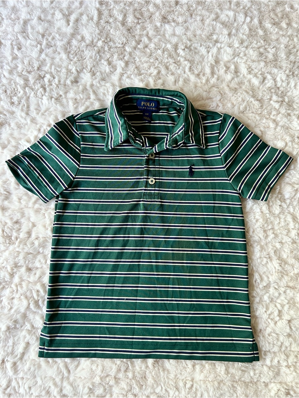 Polo by Ralph Lauren Green, White & Navy Striped Polo Shirt